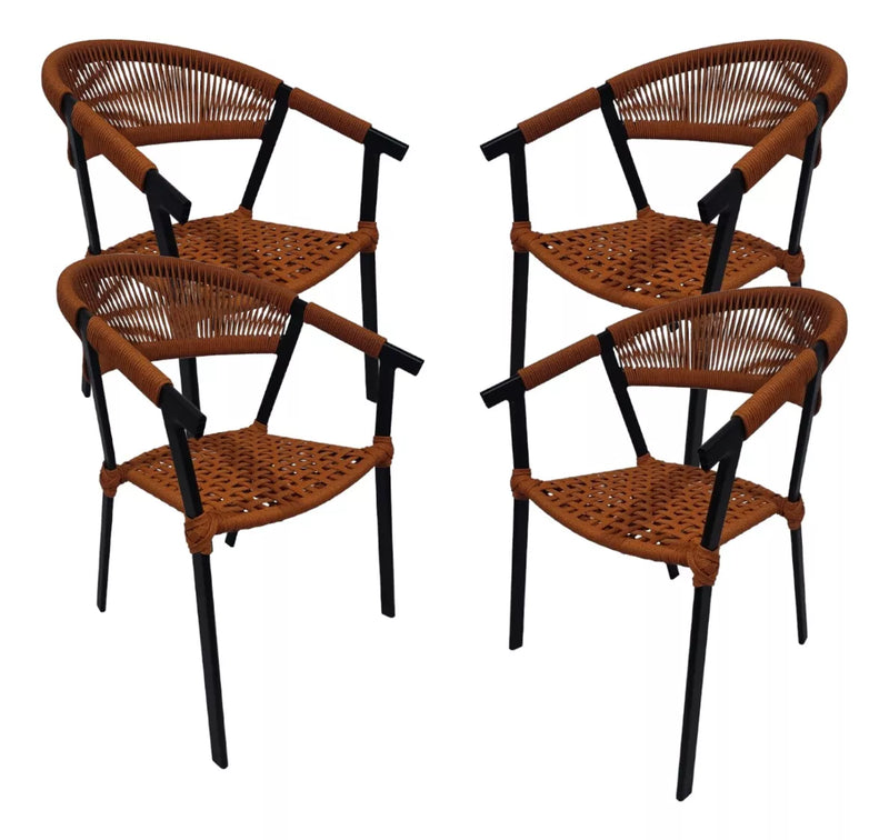 Kit 4 Cadeiras em Alumínio + Corda Náutica