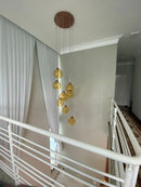Lustre Pendente 8 Globos Âmbar
