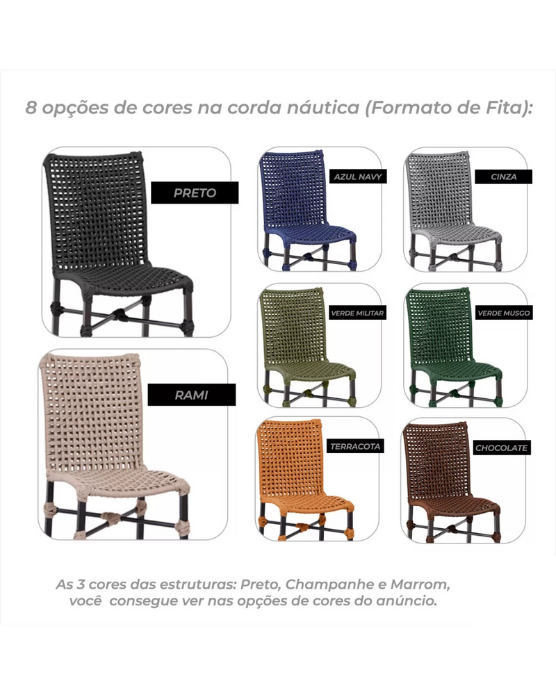 Kit com 2 Cadeiras em Aço Carbono e Corda Náutica