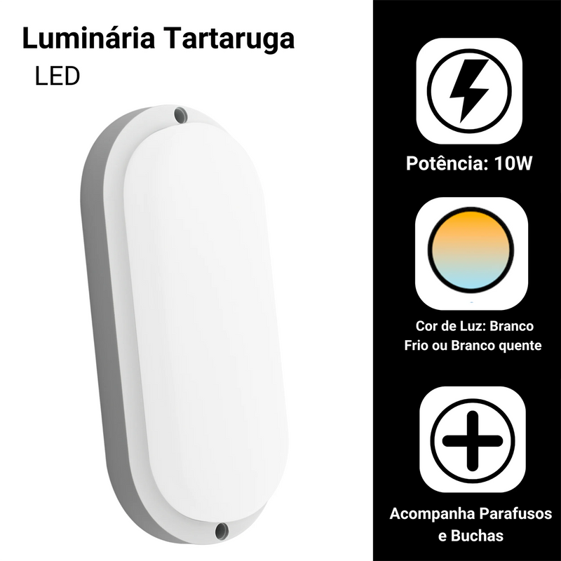 Luminária externa de parede tartaruga branca 10W