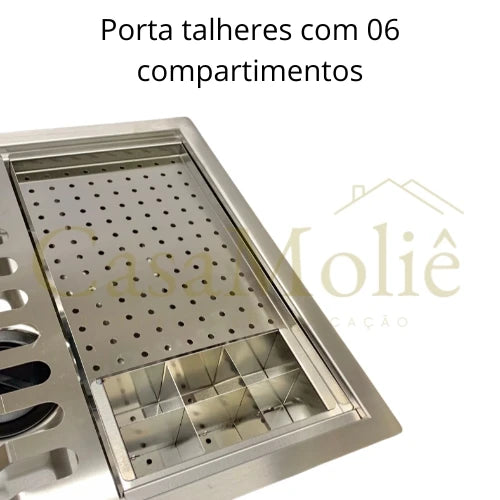 MEGAPROMOÇÃO! Calha Úmida Inox Escovado Gourmet 50x40 c/ Acessórios