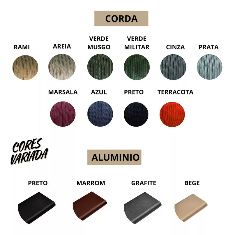 Kit com 2 Poltronas Paris e mesinha de centro em Alumínio e Corda Náutica
