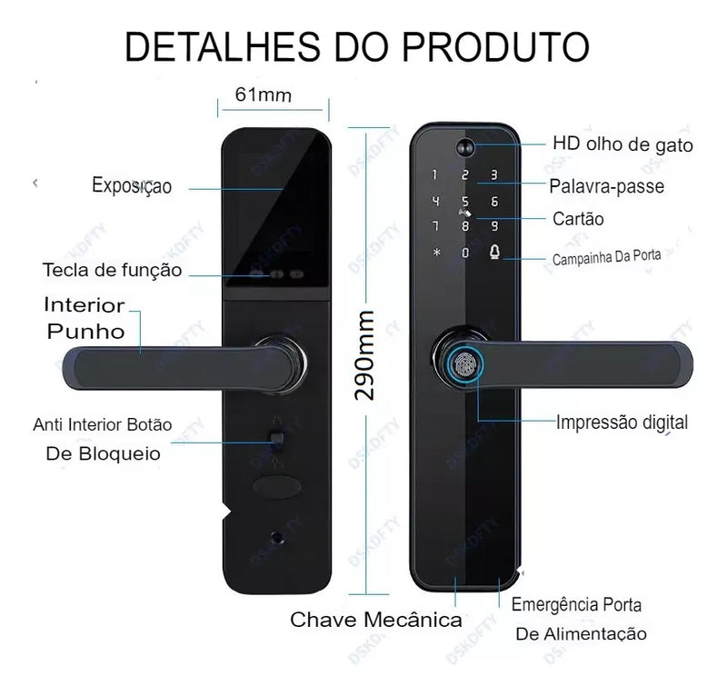 Fechadura Eletrônica Digital Wi-Fi com Câmera e Biometria