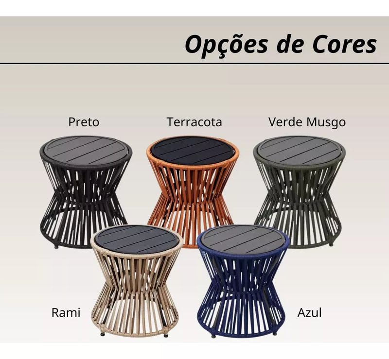 Kit com 2 Poltronas Paris e mesinha de centro em Alumínio e Corda Náutica