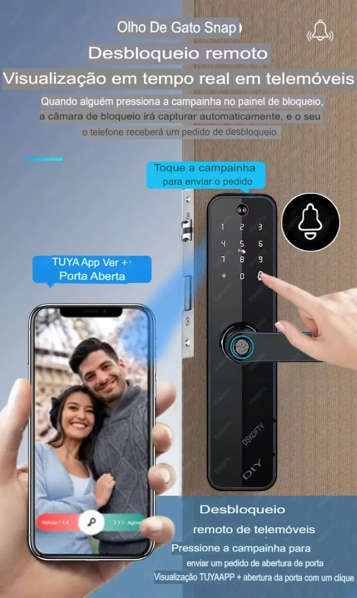 Fechadura Eletrônica Digital Wi-Fi com Câmera e Biometria