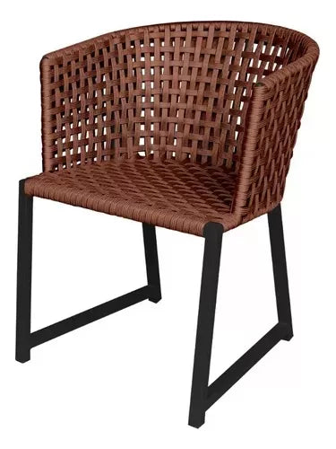 Kit com 2 Poltronas Paris e mesinha de centro em Alumínio e Corda Náutica