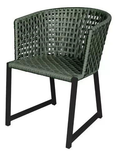 Kit com 2 Poltronas Paris e mesinha de centro em Alumínio e Corda Náutica