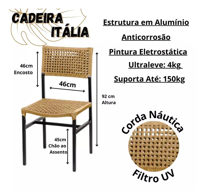 Kit 2 Cadeiras Itália em Corda Náutica