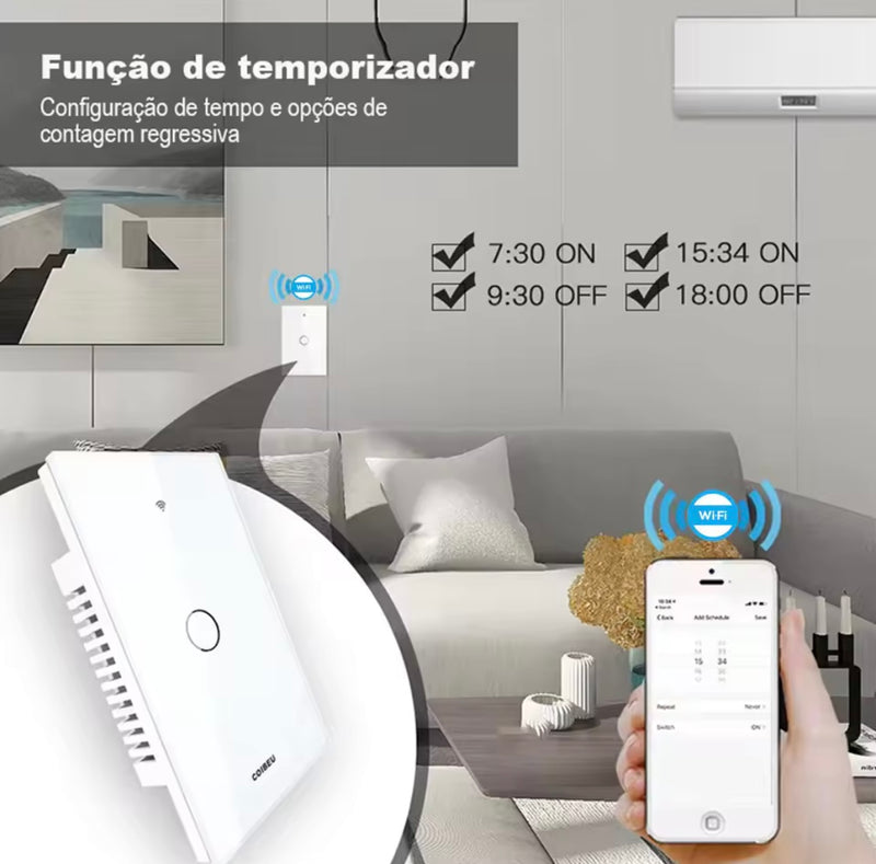 Tomadas e interruptores Wi-Fi inteligentes, Alexa e Tuya.