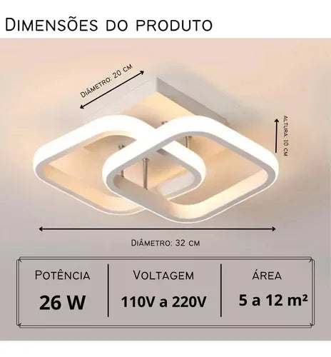 Luminária de teto Sobreposta Bivolt Led