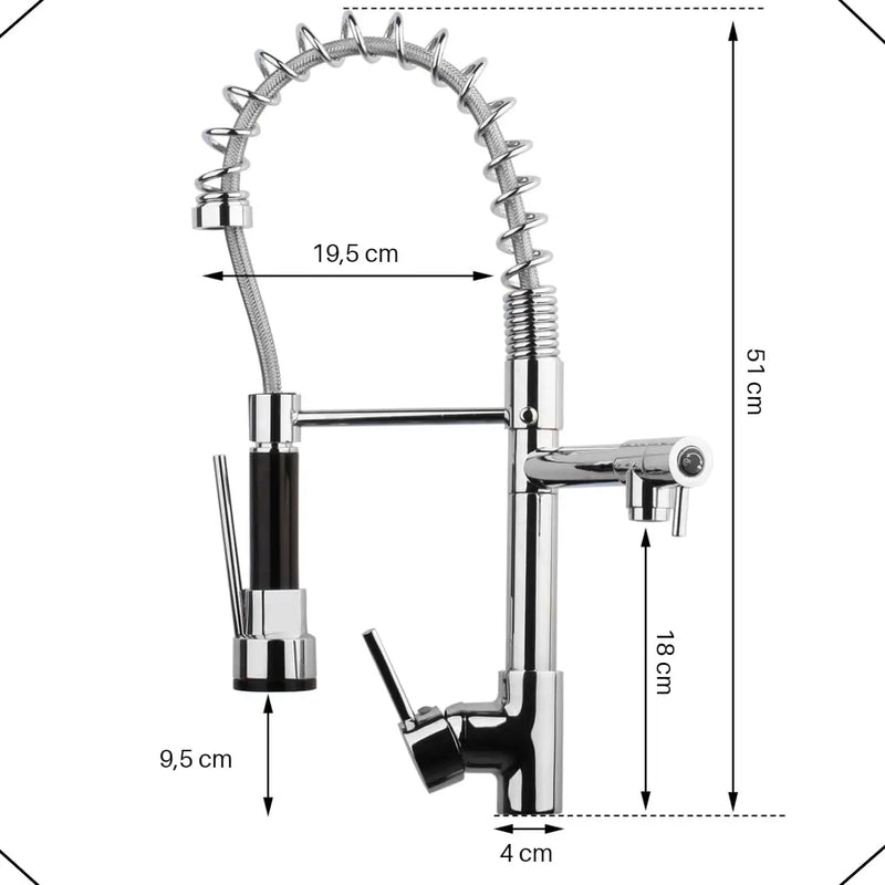 Torneira de cozinha Premium Extensível 50cm Inox