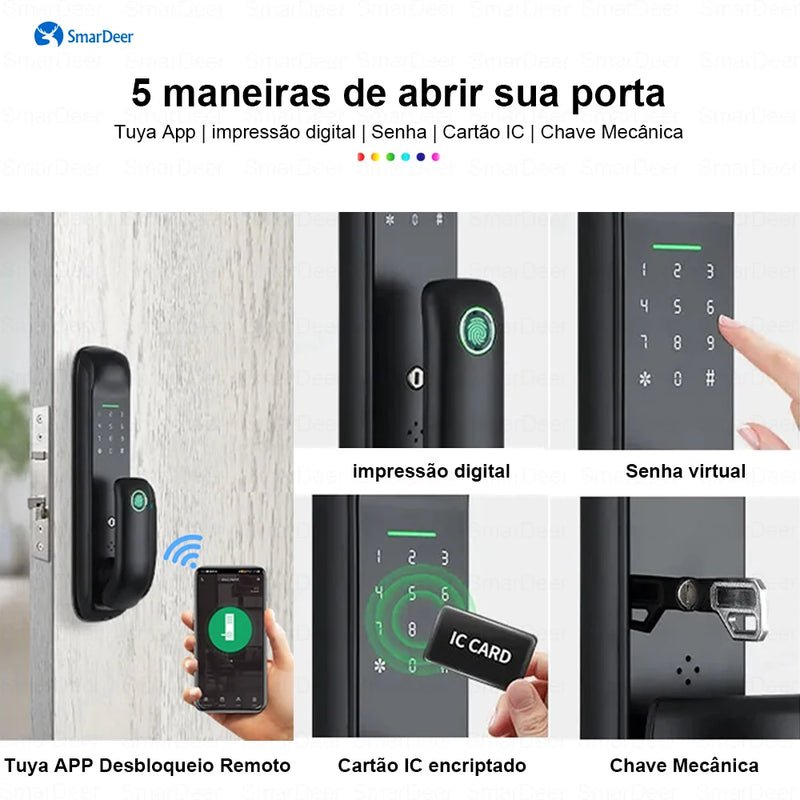 Fechadura eletrônica inteligente Tuya com impressão digital