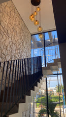 Lustre Pendente 8 Globos Âmbar