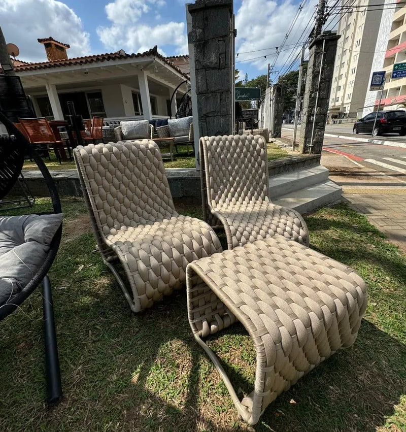Poltrona Malibu em Alumínio e Tricô Náutico